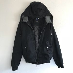 H&M men’s M black utility jacket with hood